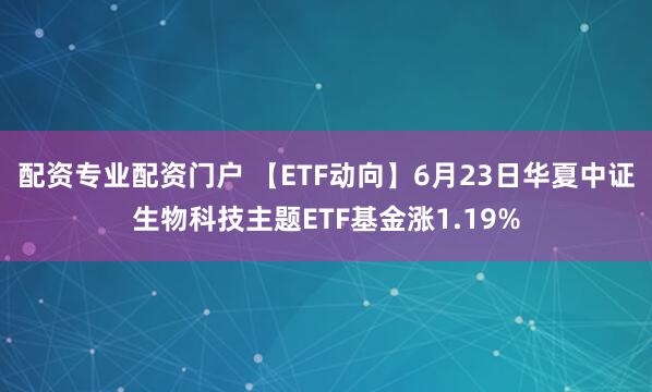 配资专业配资门户 【ETF动向】6月23日华夏中证生物科技主题ETF基金涨1.19%